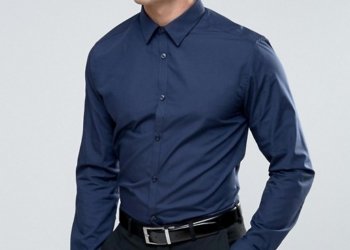 New Look Regular Fit Poplin Shirt In Navy