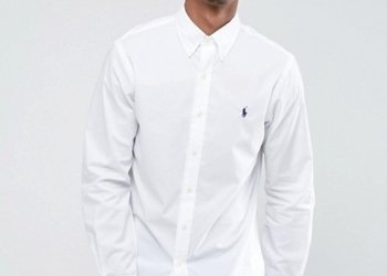 Polo Ralph Lauren Poplin Shirt Buttondown Slim Fit in White